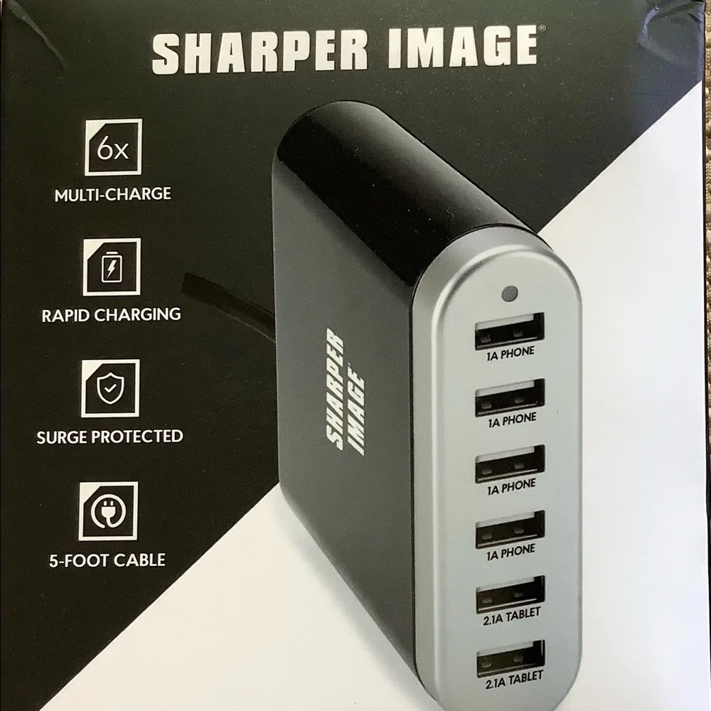 Sharper Image 6 USB Port Rapid Desktop Charging Station.